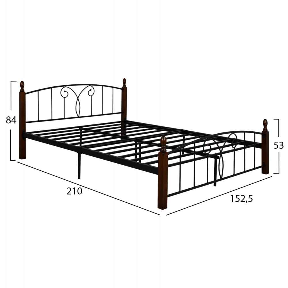 ΚΡΕΒΑΤΙ ΔΙΠΛΟ SUZIE HM585 ΓΙΑ ΣΤΡΩΜΑ 150x200 εκ. ΜΕΤΑΛΛΟ ΞΥΛΟ