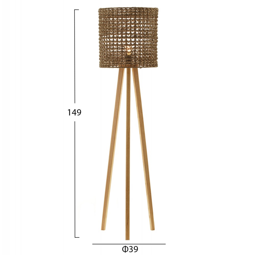 ΕΠΙΔΑΠΕΔΙΟ ΦΩΤΙΣΤΙΚΟ HM4351 RUBBERWOOD-RATTAN-PAPER ROPE ΣΕ ΦΥΣΙΚΟ Φ39x149Υεκ.