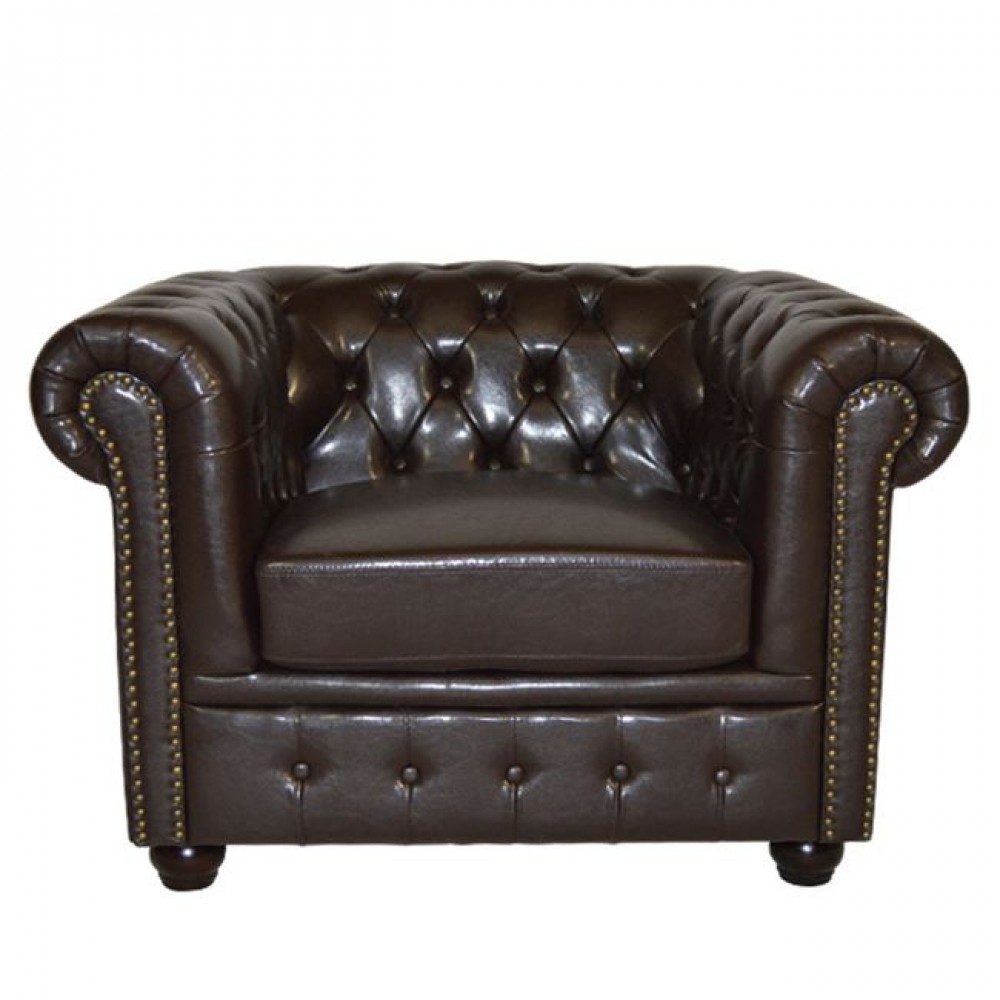 ΠΟΛΥΘΡΟΝΑ T.CHESTERFIELD HM3011.01 ΤΕΧΝΟΔΕΡΜΑ ΣΚΟΥΡΟ ΚΑΦΕ 110x90x73 εκ.