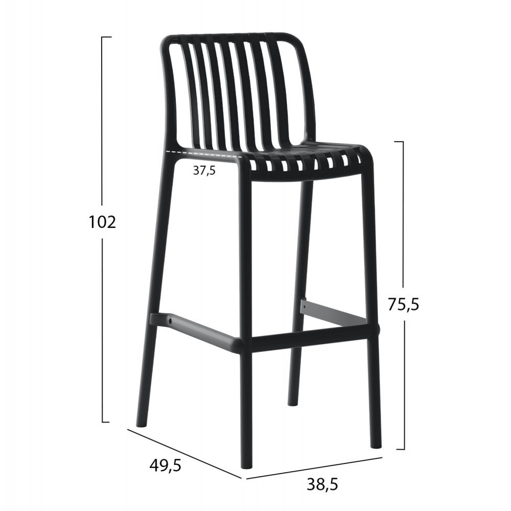 ΣΚΑΜΠΟ BAR ΠΟΛΥΠΡΟΠΥΛΕΝΙΟΥ CONVEE HM6098.02 ΜΑΥΡΟ 38,5x49,5x102Υεκ.