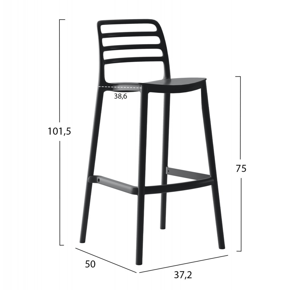 ΣΚΑΜΠΟ BAR ΠΟΛΥΠΡΟΠΥΛΕΝΙΟΥ SNOD HM6099.02 ΜΑΥΡΟ 37,2x50x101,5Υεκ.