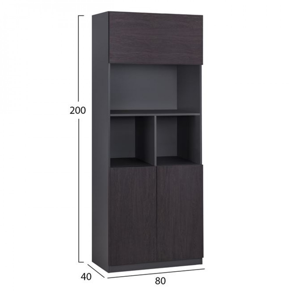 ΒΙΒΛΙΟΘΗΚΗ ΓΡΑΦΕΙΟΥ ΕΠΑΓΓΕΛΜΑΤΙΚΗ ROSEWOOD HM2089 ΜΕΛΑΜΙΝΗ ΓΚΡΙ-WENGE 80Χ40Χ200Υεκ.