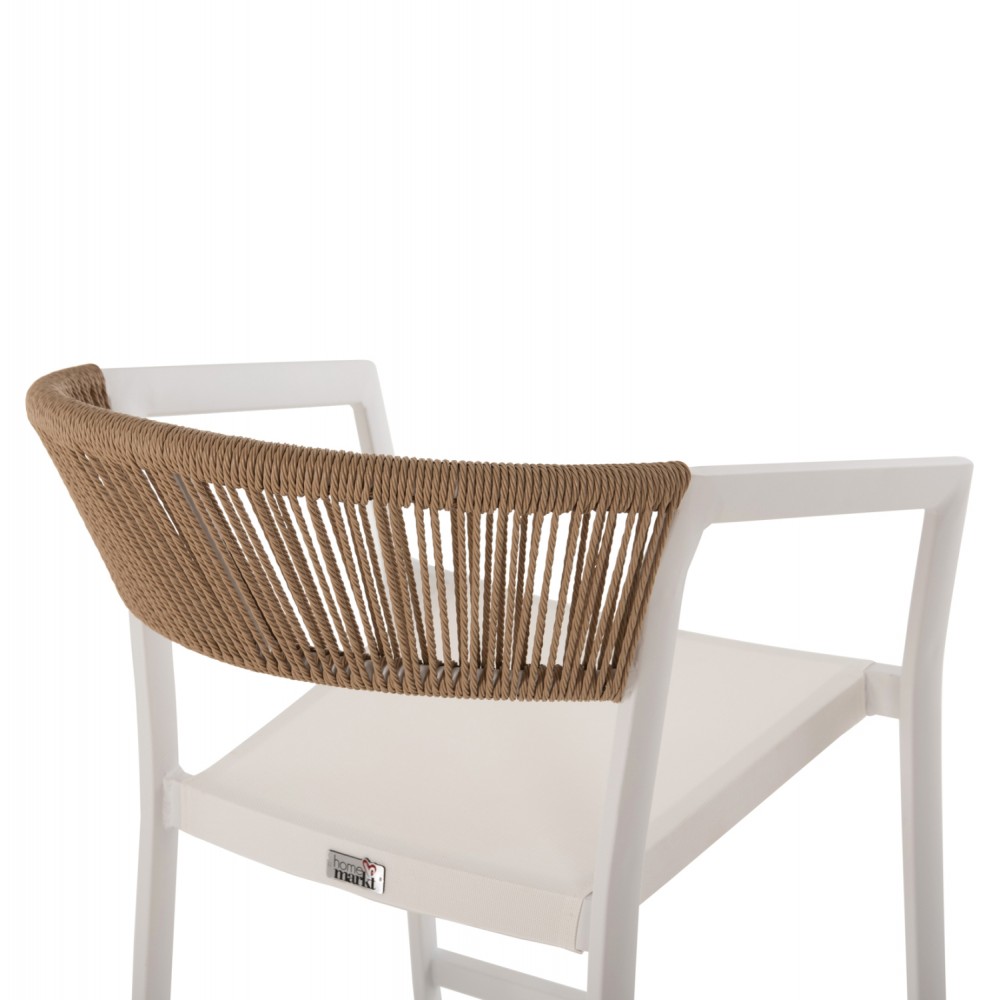 ΣΚΑΜΠΟ ΑΛΟΥΜΙΝΙΟΥ ΛΕΥΚΟ HM5892.32 ΜΕΣ. ΥΨΟΥΣ-ΜE RATTAN & TΕΧΤLINE 57x57x99,5Yεκ.