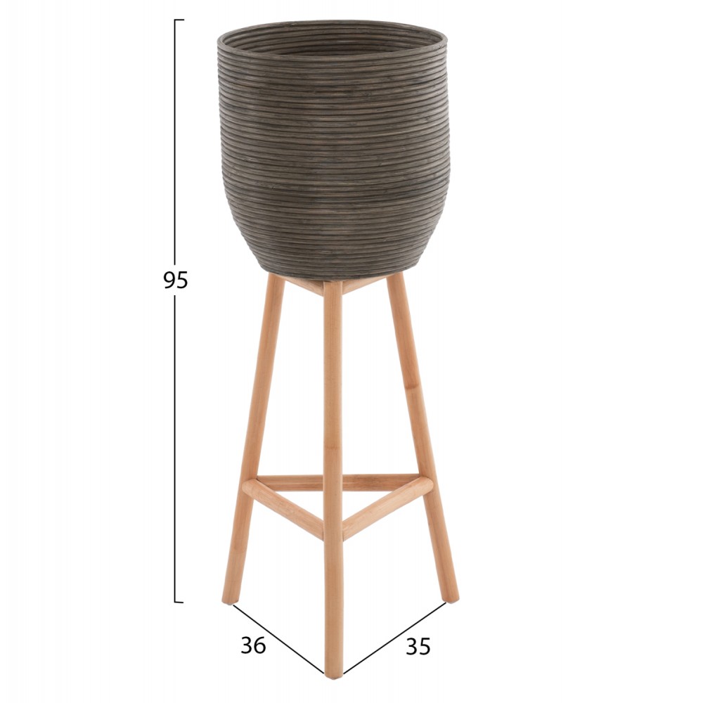 ΓΛΑΣΤΡΑ ΑΠΟ RATTAN ΚΑΙ BAMBOO HM7724 36Χ35Χ95Yεκ.ΦΥΣΙΚΟ - ΠΡΑΣΙΝΟ