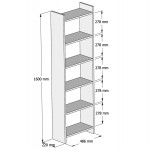 ΒΙΒΛΙΟΘΗΚΗ ΜΕΛΑΜΙΝΗΣ ΓΚΡΙ-ΛΕΥΚΟ HM9226.13 48,5x22x160Υ εκ.