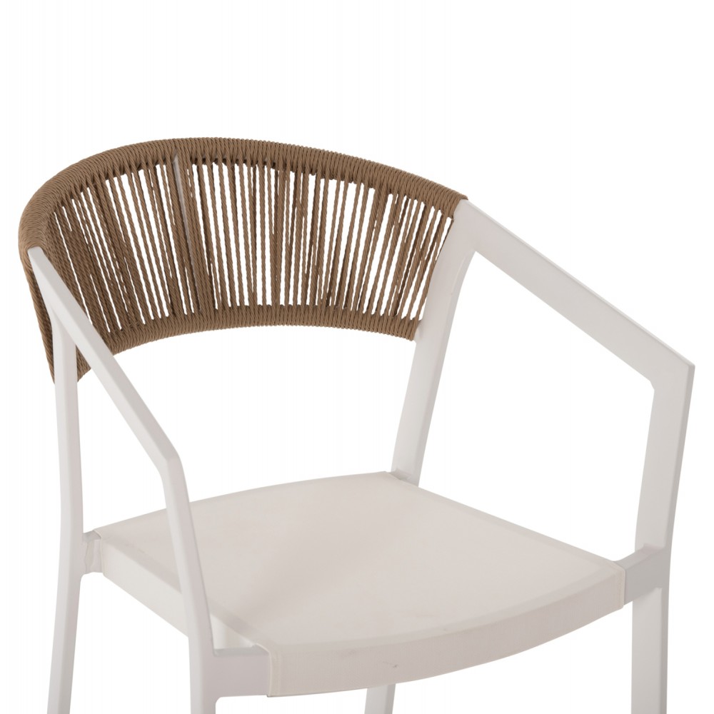 ΣΚΑΜΠΟ ΑΛΟΥΜΙΝΙΟΥ HM5892.12 ΜΕΣΑΙΟΥ ΥΨΟΥΣ RATTAN & TEXTLINE ΛΕΥΚΟ ΜΠΕΖ 56,5x57x99,5