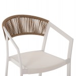 ΣΚΑΜΠΟ ΑΛΟΥΜΙΝΙΟΥ HM5892.12 ΜΕΣΑΙΟΥ ΥΨΟΥΣ RATTAN & TEXTLINE ΛΕΥΚΟ ΜΠΕΖ 56,5x57x99,5