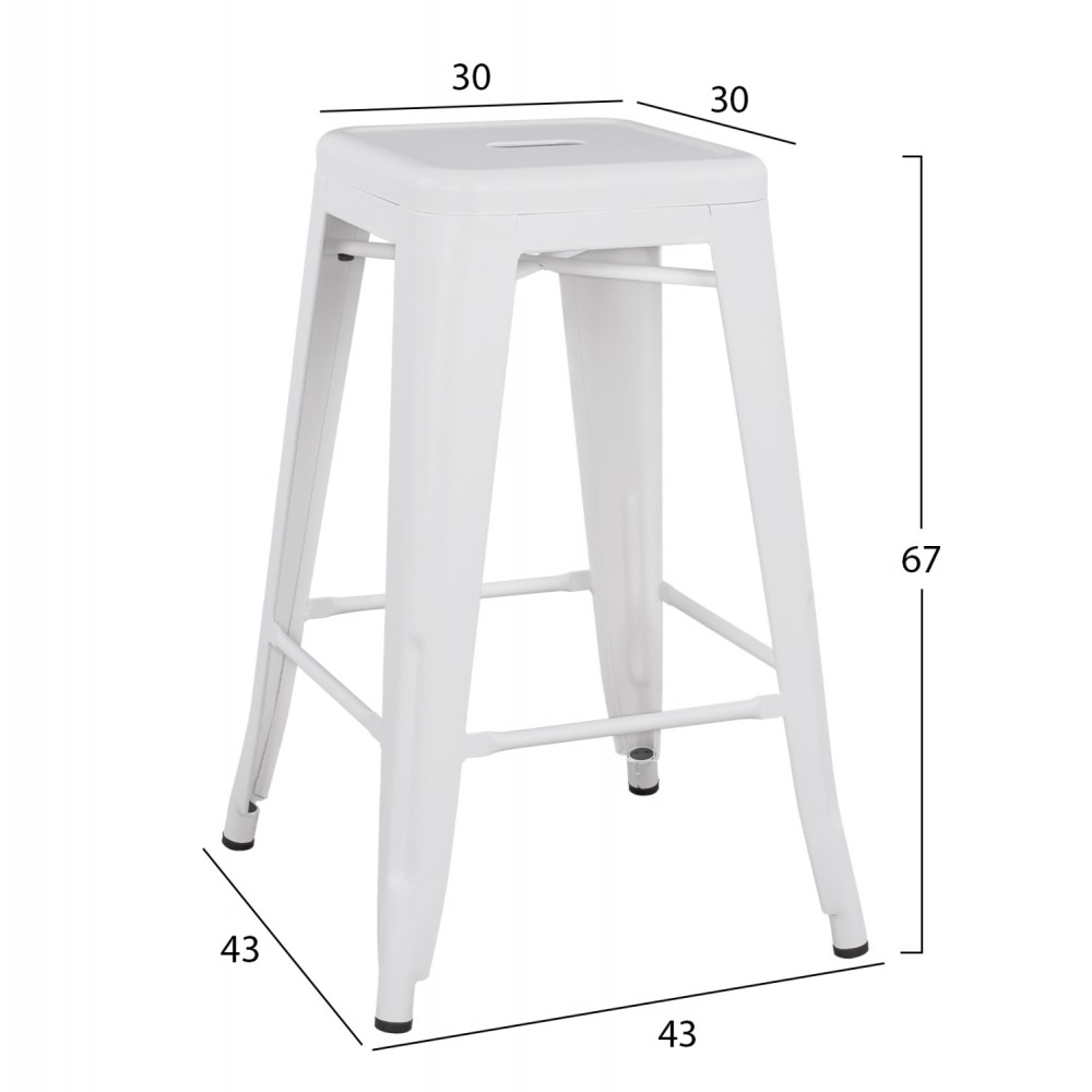 ΣΚΑΜΠΟ ΜΕΣΑΙΟΥ ΥΨΟΥΣ ΜΕΤΑΛΛΙΚΟ MELITA-PRO HM8573.41 ΛΕΥΚΟ ΜΑΤ 43x43x67Υεκ.