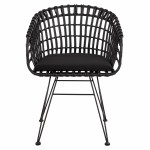 ΠΟΛΥΘΡΟΝΑ ΤΥΠΟΥ ΦΩΛΙΑ ΜΕΤΑΛΛΙΚΗ ALLEGRA HM5456.02 ΜΕ WICKER ΜΑΥΡΟ 59Χ56,5Χ83Υ εκ.