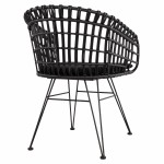 ΠΟΛΥΘΡΟΝΑ ΤΥΠΟΥ ΦΩΛΙΑ ΜΕΤΑΛΛΙΚΗ ALLEGRA HM5456.02 ΜΕ WICKER ΜΑΥΡΟ 59Χ56,5Χ83Υ εκ.