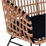 ΠΑΓΚΑΚΙ ΜΕΤΑΛΛΙΚΟ ALLEGRA HM5692 ΜΕ WICKER ΜΑΥΡΟ-ΜΠΕΖ 124x57x77Υ εκ.