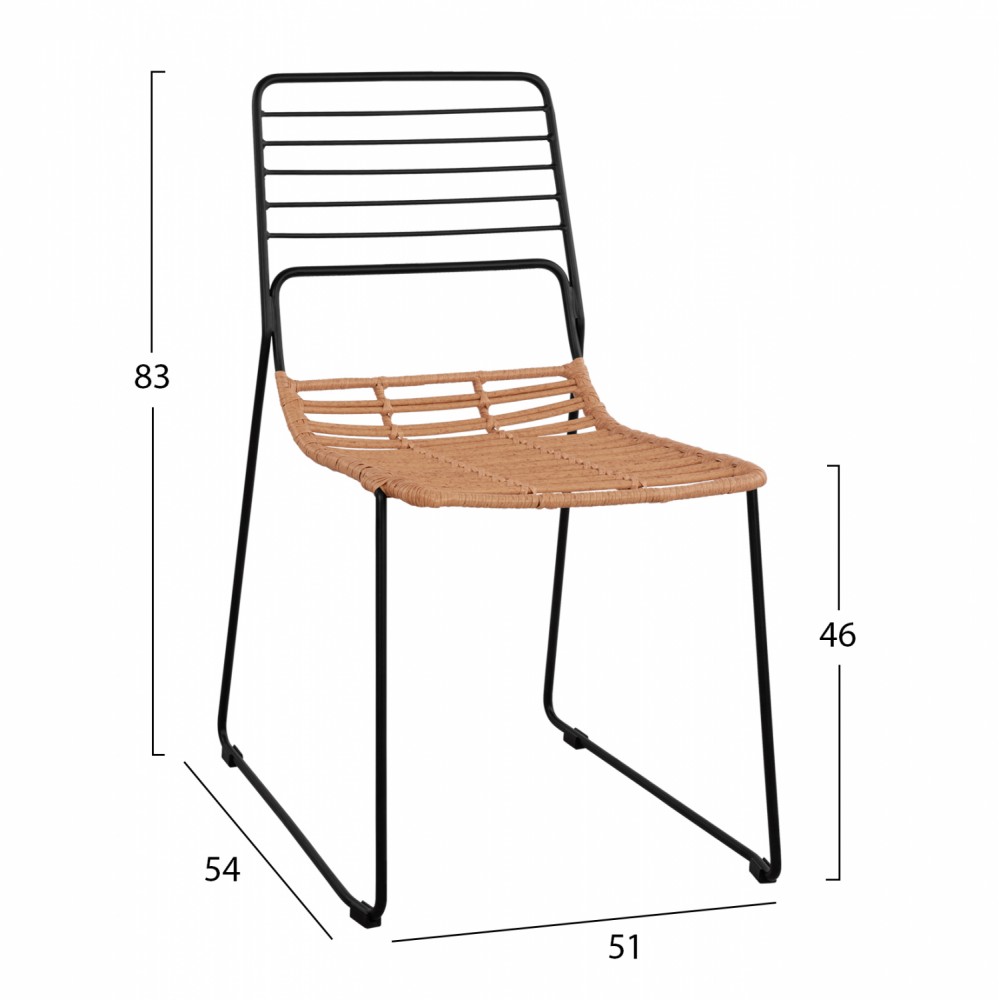 ΚΑΡΕΚΛΑ ΜΕΤΑΛΛΙΚΗ ALLEGRA HM5694 ΜΕ WICKER ΜΠΕΖ 51x54x83Υ εκ.