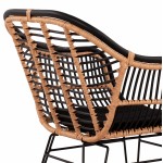 ΠΟΛΥΘΡΟΝΑ ΜΕ ΜΑΞΙΛΑΡΙ ΜΕΤΑΛΛΙΚΗ ALLEGRA HM5663 ΜΕ WICKER ΜΠΕΖ & ΜΑΥΡΟ ΧΡΩΜΑ  58x60x82Υ εκ.