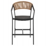 ΣΚΑΜΠΟ ΑΛΟΥΜΙΝΙΟΥ HM5892.15 ΜΕΣΑΙΟΥ ΥΨΟΥΣ RATTAN & TEXTLINE ΜΑΥΡΟ ΜΠΕΖ 56,5x57x99,5Y