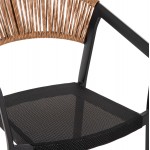 ΣΚΑΜΠΟ ΑΛΟΥΜΙΝΙΟΥ HM5892.15 ΜΕΣΑΙΟΥ ΥΨΟΥΣ RATTAN & TEXTLINE ΜΑΥΡΟ ΜΠΕΖ 56,5x57x99,5Y