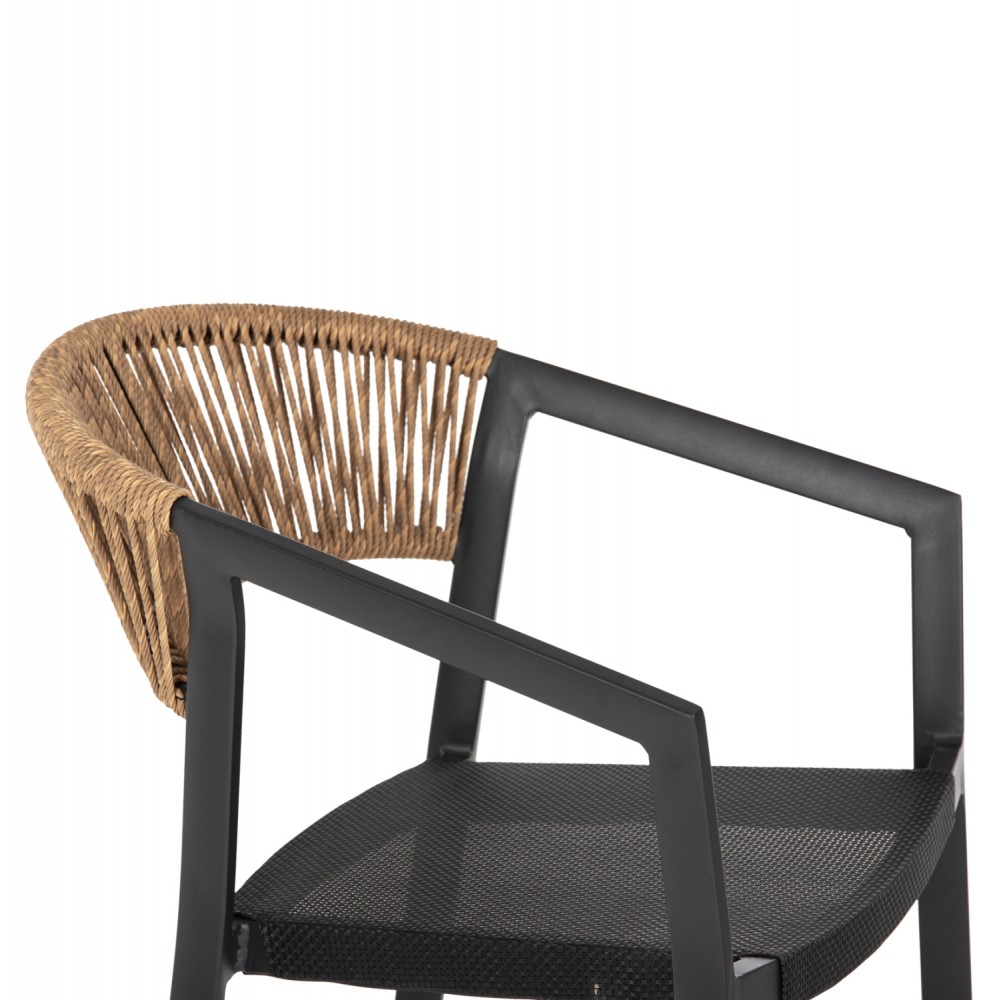 ΣΚΑΜΠΟ ΑΛΟΥΜΙΝΙΟΥ HM5892.15 ΜΕΣΑΙΟΥ ΥΨΟΥΣ RATTAN & TEXTLINE ΜΑΥΡΟ ΜΠΕΖ 56,5x57x99,5Y