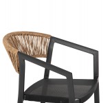 ΣΚΑΜΠΟ ΑΛΟΥΜΙΝΙΟΥ HM5892.15 ΜΕΣΑΙΟΥ ΥΨΟΥΣ RATTAN & TEXTLINE ΜΑΥΡΟ ΜΠΕΖ 56,5x57x99,5Y