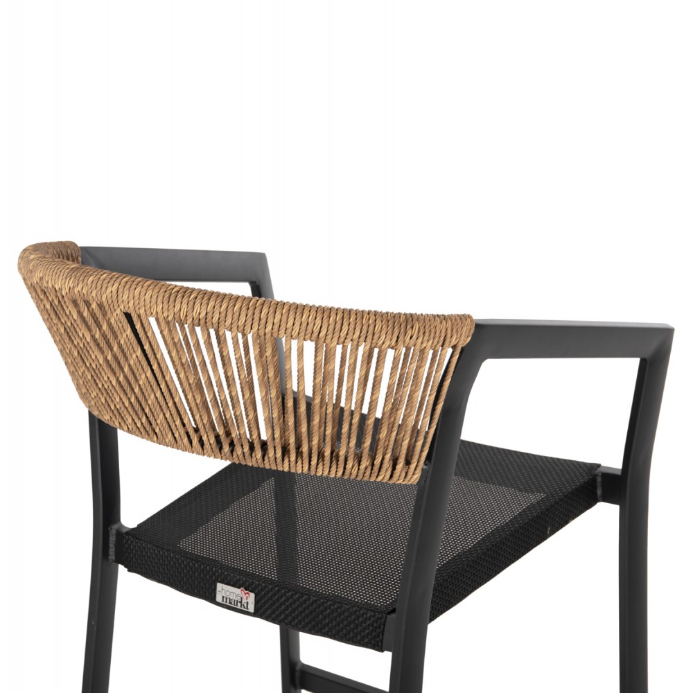 ΣΚΑΜΠΟ ΑΛΟΥΜΙΝΙΟΥ HM5892.15 ΜΕΣΑΙΟΥ ΥΨΟΥΣ RATTAN & TEXTLINE ΜΑΥΡΟ ΜΠΕΖ 56,5x57x99,5Y