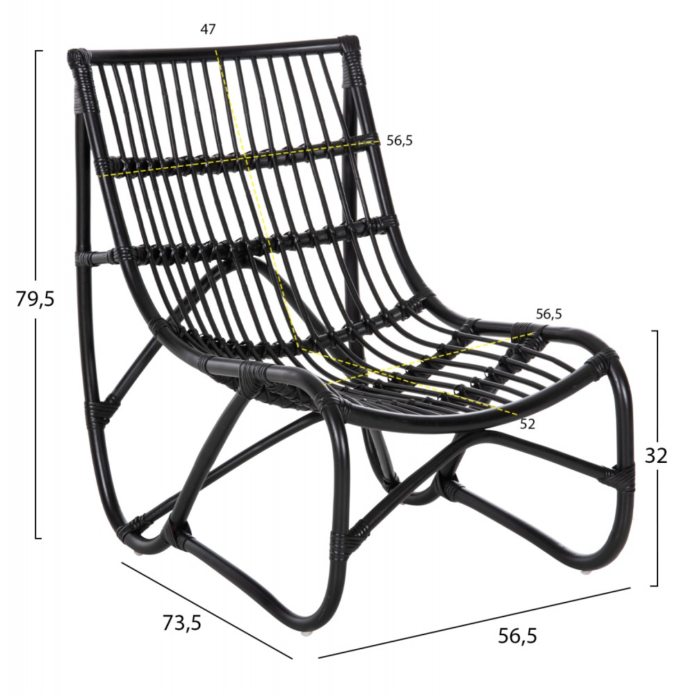 ΠΟΛΥΘΡΟΝΑ GRINN HM9815.02 ΡΑΒΔΟΙ RATTAN ΣΕ ΜΑΥΡΟ 56,5x73,5x79,5Υ εκ.--Β' ΔΙΑΛΟΓΗΣ