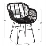 ΠΟΛΥΘΡΟΝΑ ΜΕ ΜΑΞΙΛΑΡΙ ΜΕΤΑΛΛΙΚΗ ALLEGRA HM5450.32 ΜΕ WICKER ΜΑΥΡΟ 58x59x82Υεκ.