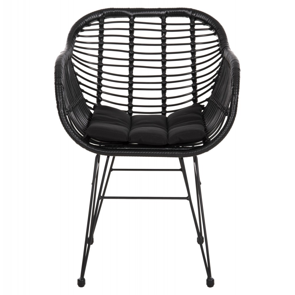 ΠΟΛΥΘΡΟΝΑ ΜΕ ΜΑΞΙΛΑΡΙ ΜΕΤΑΛΛΙΚΗ ALLEGRA HM5450.32 ΜΕ WICKER ΜΑΥΡΟ 58x59x82Υεκ.