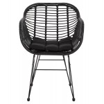 ΠΟΛΥΘΡΟΝΑ ΜΕ ΜΑΞΙΛΑΡΙ ΜΕΤΑΛΛΙΚΗ ALLEGRA HM5450.32 ΜΕ WICKER ΜΑΥΡΟ 58x59x82Υεκ.