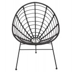 ΠΟΛΥΘΡΟΝΑ ΤΥΠΟΥ ΦΩΛΙΑ ΜΕΤΑΛΛΙΚΗ ALLEGRA HM5458.12 ΜΕ WICKER-ΜΑΥΡΟ 73x78x88Υεκ.