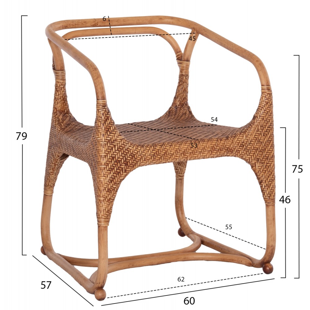 ΠΟΛΥΘΡΟΝΑ RELIK ΕΣΩΤ. ΧΩΡΩΝ HM9955.02 ΦΥΣΙΚΟ RATTAN-ΚΑΡΥΔΙ ΧΡΩΜΑ 60x57x79Υεκ.