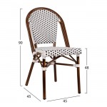 ΚΑΡΕΚΛΑ BISTRO ΑΛΟΥΜΙΝΙΟΥ BAMBOO LOOK ΜΕ ΛΕΥΚΟ-ΜΑΥΡΟ RATTAN HM5566.01 45x54x90Υεκ.