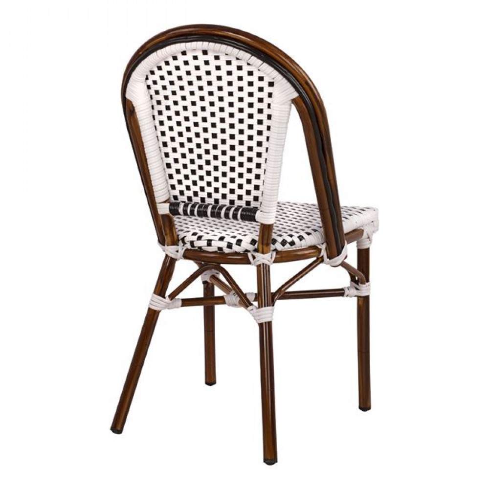 ΚΑΡΕΚΛΑ BISTRO ΑΛΟΥΜΙΝΙΟΥ BAMBOO LOOK ΜΕ ΛΕΥΚΟ-ΜΑΥΡΟ RATTAN HM5566.01 45x54x90Υεκ.