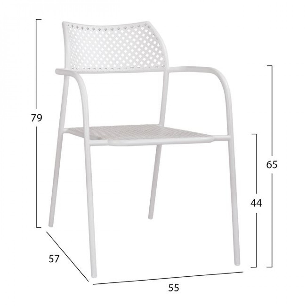 ΚΑΡΕΚΛΑ ΜΕΤΑΛΛΙΚΗ ΛΕΥΚΗ THETIS HM5173.12 55x57x79 cm