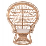 ΠΟΛΥΘΡΟΝΑ ROYAL PEACOCK HM9342 RATTAN ΣΕ ΦΥΣΙΚΟ-ΜΑΞΙΛΑΡΙ ΜΠΕΖ 114x72x150Yεκ.