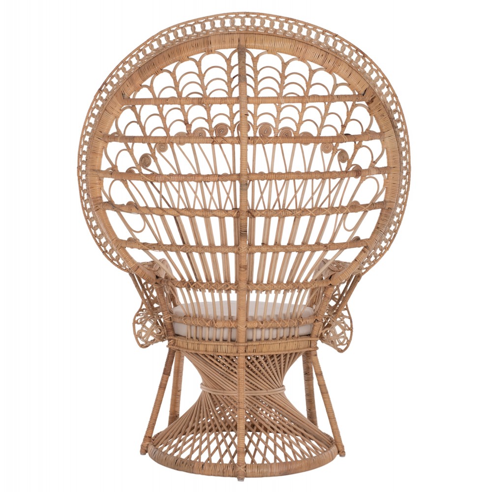 ΠΟΛΥΘΡΟΝΑ ROYAL PEACOCK HM9342 RATTAN ΣΕ ΦΥΣΙΚΟ-ΜΑΞΙΛΑΡΙ ΜΠΕΖ 114x72x150Yεκ.