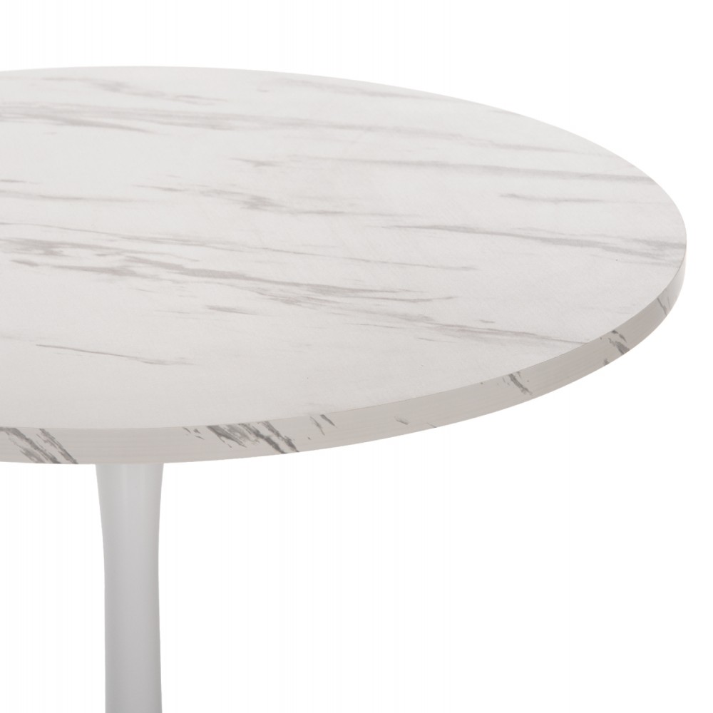 ΤΡΑΠΕΖΙ ΤΡΑΠΕΖΑΡΙΑΣ ΣΤΡΟΓΓΥΛΟ WHITE MARBLE HM9421.01 Φ90x74Y εκ.