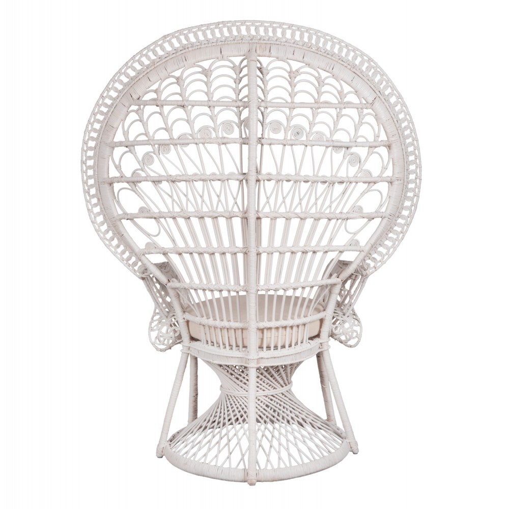 ΠΟΛΥΘΡΟΝΑ ROYAL PEACOCK HM9342.02 RATTAN ΣΕ ΛΕΥΚΟ-ΜΑΞΙΛΑΡΙ ΛΕΥΚΟ 114x72x150Yεκ.