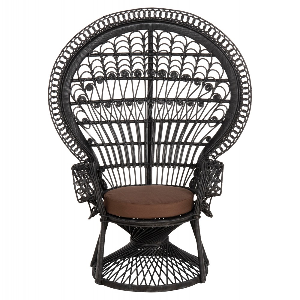 ΠΟΛΥΘΡΟΝΑ ROYAL PEACOCK HM9342.03 RATTAN ΜΑΥΡΟ-ΜΑΞΙΛΑΡΙ ΚΑΦΕ 114x72x150Yεκ.