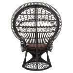 ΠΟΛΥΘΡΟΝΑ ROYAL PEACOCK HM9342.03 RATTAN ΜΑΥΡΟ-ΜΑΞΙΛΑΡΙ ΚΑΦΕ 114x72x150Yεκ.