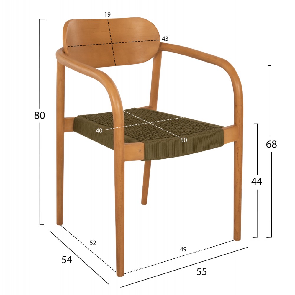 ΠΟΛΥΘΡΟΝΑ OSLO HM9636.05 ΞΥΛΟ TEAK ΦΥΣΙΚΟ & ΠΡΑΣΙΝΟ ΣΧΟΙΝΙ 55x54x80Yεκ.