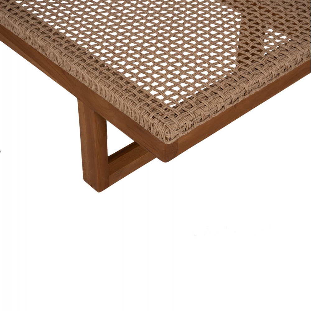 ΞΑΠΛΩΣΤΡΑ PATRON HM5993 TEAK ΞΥΛΟ ΚΑΙ ΣΧΟΙΝΙ VIRO ΣΕ ΠΛΕΞΗ WICKER 191x65x86Yεκ.