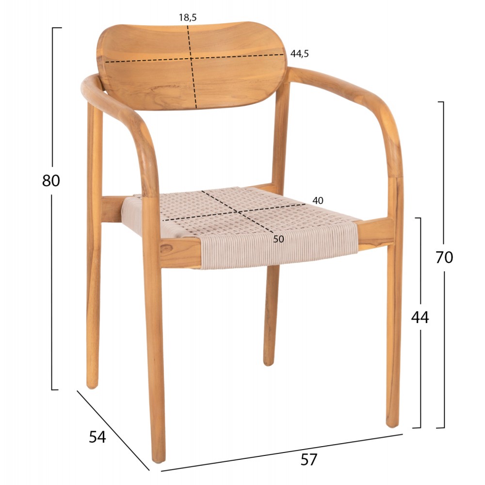 ΠΟΛΥΘΡΟΝΑ OSLO HM9636.07 ΞΥΛΟ TEAK ΦΥΣΙΚΟ & ΜΠΕΖ ΣΧΟΙΝΙ 55x54x80Yεκ.