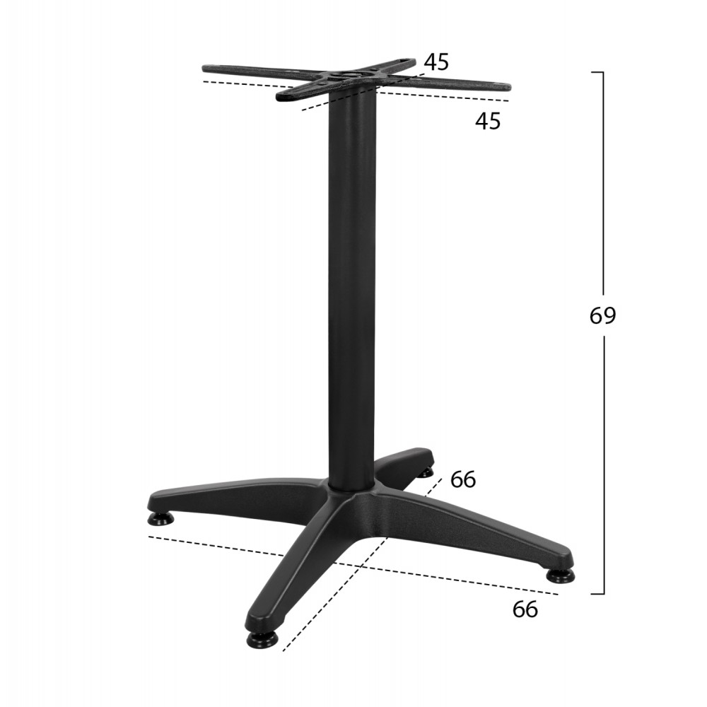 ΒΑΣΗ ΑΛΟΥΜΙΝΙΟΥ 4ΝΥΧΗ 66Χ66X69Υεκ. ΜΕ ΣΤΑΥΡΟ 45Χ45εκ. HM448.03 ΜΑΥΡΗ