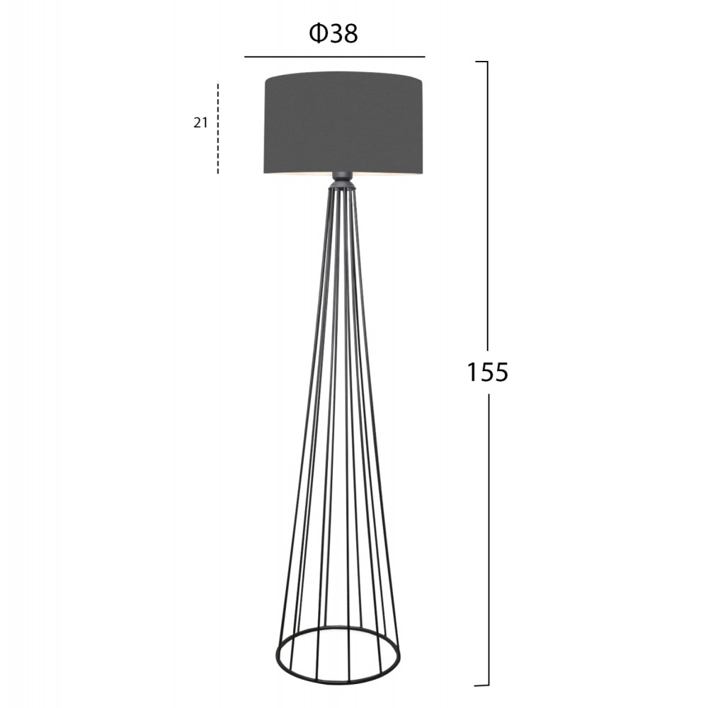 ΦΩΤΙΣΤΙΚΟ ΔΑΠΕΔΟΥ ΜΕΤΑΛΛΙΚΟ ΓΚΡΙ HM7581.01 Φ38x144 εκ.