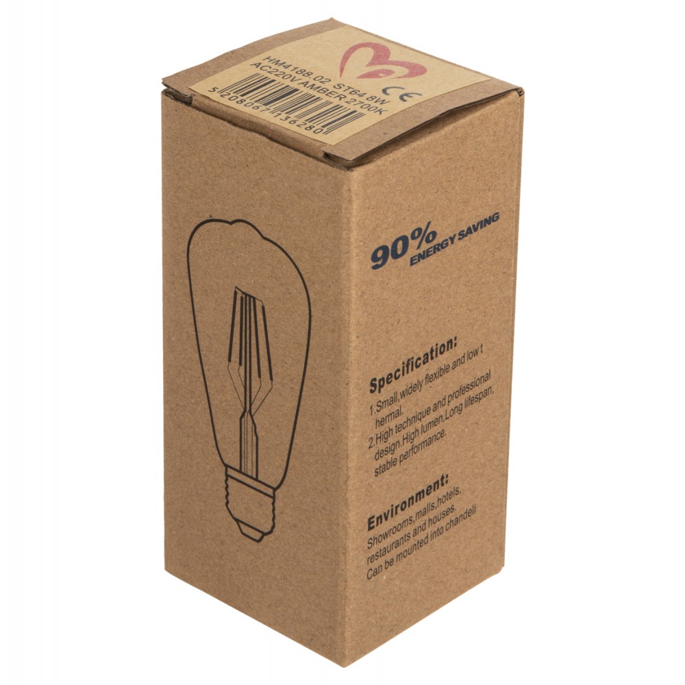 ΛΑΜΠΤΗΡΑΣ HM4188.02 LED FILAMENT 8W E27 DIMMABLE 3000K GOLD