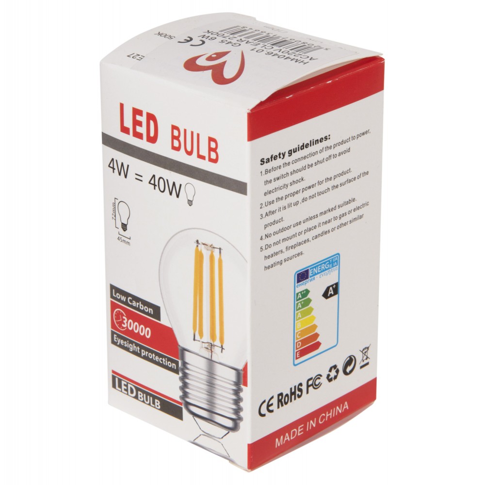 ΛΑΜΠΤΗΡΑΣ HM4046.01 LED FILAMENT 6W E27 3000K ΔΙΑΦΑΝΟ DIMMABLE