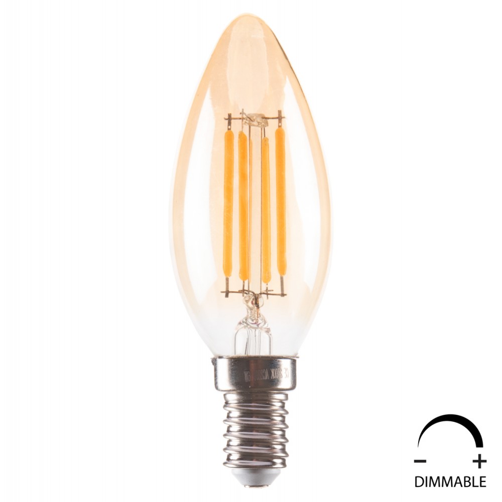 ΛΑΜΠΤΗΡΑΣ LED FILAMENT 4W E14 3000K ΧΡΥΣΟ DIMMABLE HM4048.02