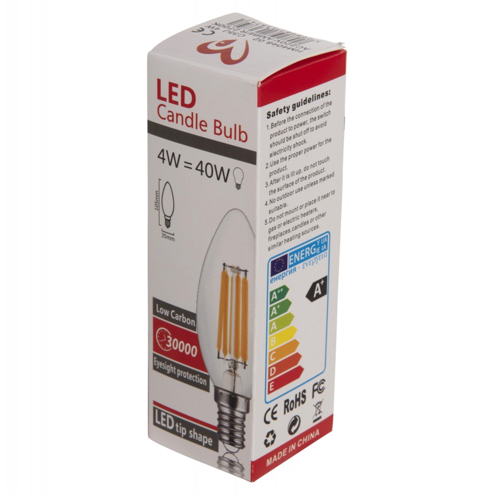 ΛΑΜΠΤΗΡΑΣ LED FILAMENT 4W E14 3000K ΧΡΥΣΟ DIMMABLE HM4048.02