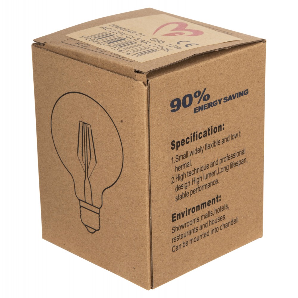 ΛΑΜΠΤΗΡΑΣ GLOBO LED FILAMENT 12W E27 3000K ΔΙΑΦΑΝΟΣ HM4049.01