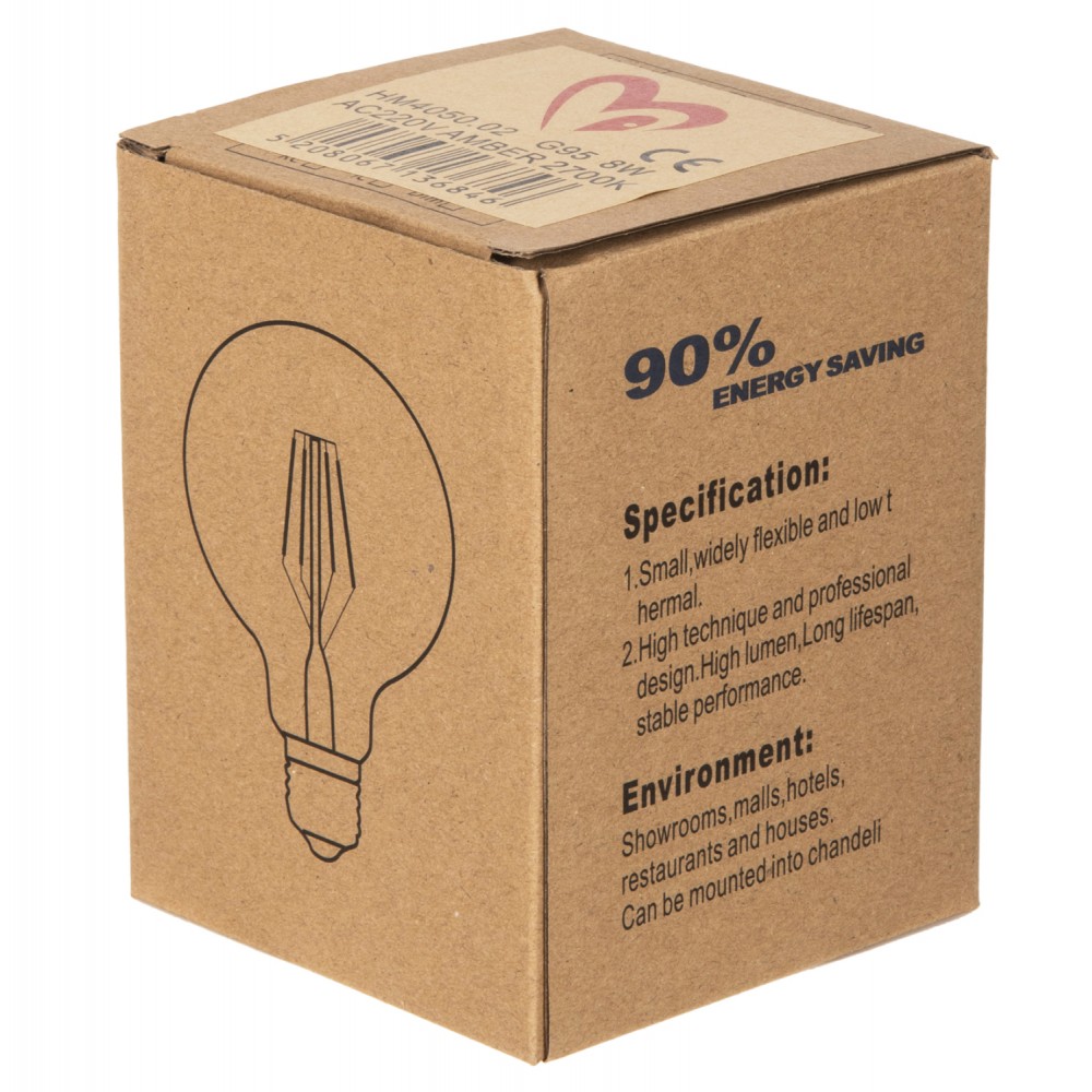 ΛΑΜΠΤΗΡΑΣ GLOBO LED FILAMENT 8W E27 3000K ΧΡΥΣΟ DIMMABLE HM4050.02