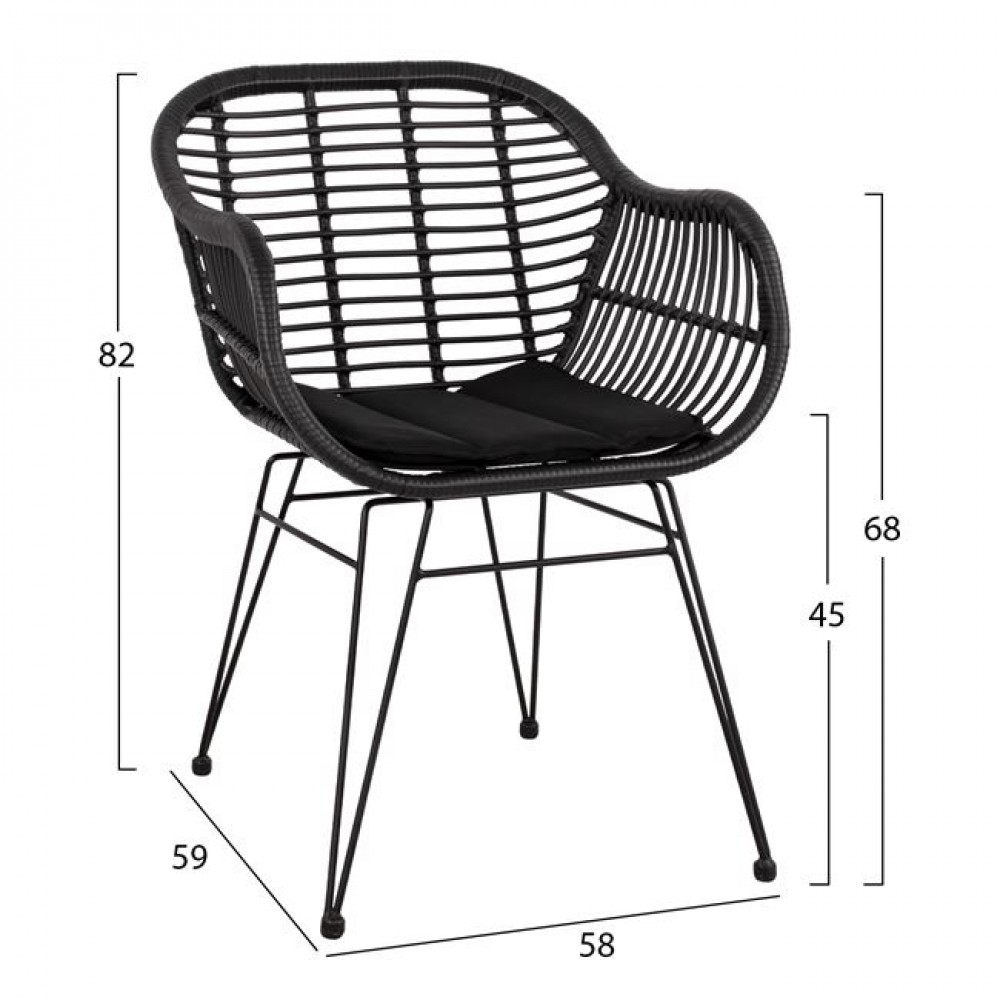 ΣΕΤ 5ΤΜΧ ALLEGRA WICKER ΜΕ ΤΡΑΠΕΖΙ 140X80Χ78Υ ΜΠΕΖ & ΜΑΥΡΟ ΧΡΩΜΑ HM10508