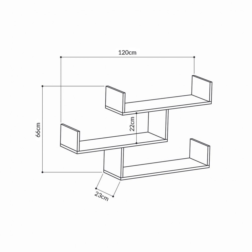 Σετ ράφια τοίχου "DIVINE" σε χρώμα σονόμα 120x22x67